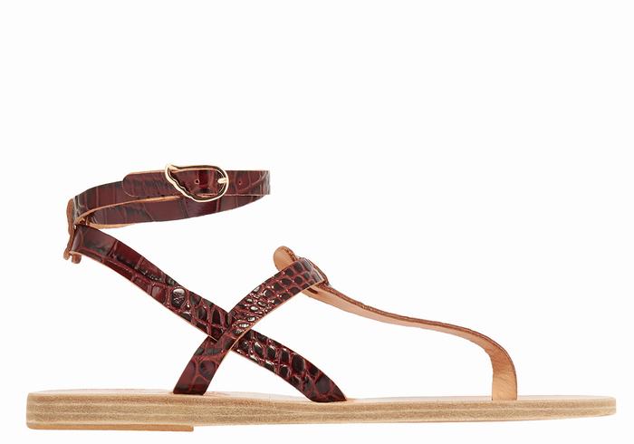 Ancient Greek Sandals Estia Sandalen Met Enkelbandje Dames Donkerrood Zwart | VFK9036HX