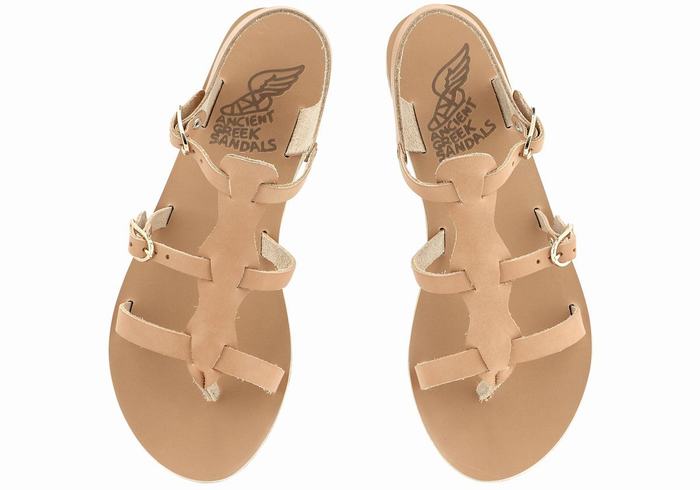 Ancient Greek Sandals Grace Kelly Leather Casual Sandalen Dames Beige | AYA1982ZA