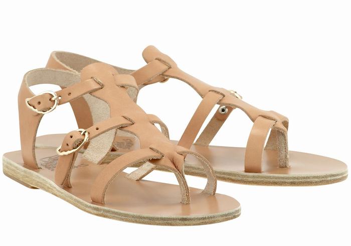 Ancient Greek Sandals Grace Kelly Leather Casual Sandalen Dames Beige | AYA1982ZA