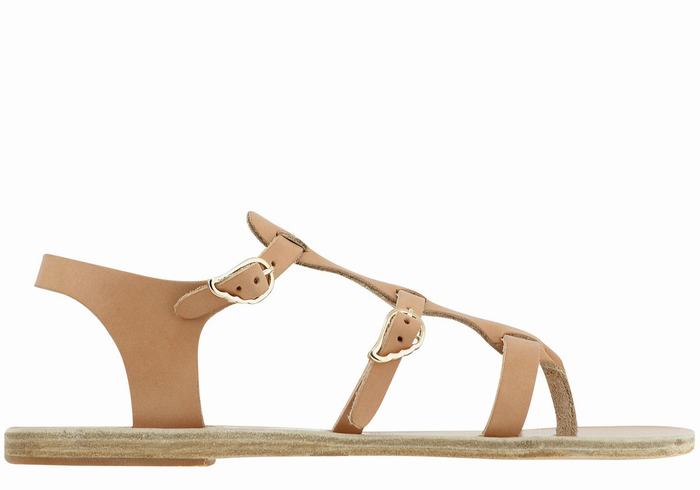 Ancient Greek Sandals Grace Kelly Leather Casual Sandalen Dames Beige | AYA1982ZA