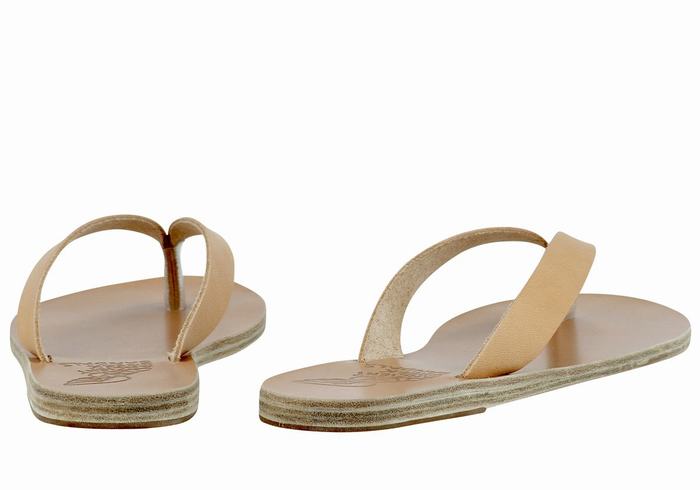 Ancient Greek Sandals Hera Leather Teenslippers Dames Beige | LHF1455YQ