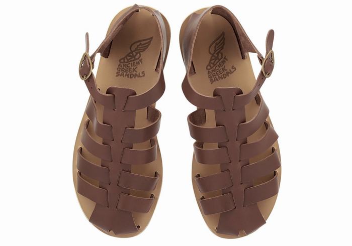 Ancient Greek Sandals Homer Leather Vissers Sandalen Heren Koffie | DXX8498VE