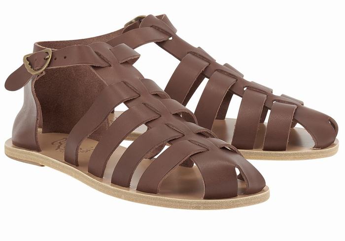 Ancient Greek Sandals Homer Leather Vissers Sandalen Heren Koffie | DXX8498VE