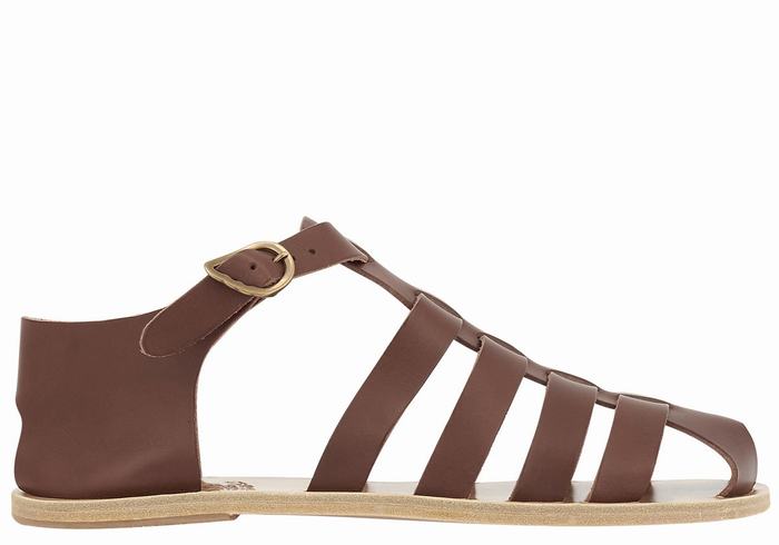 Ancient Greek Sandals Homer Leather Vissers Sandalen Heren Koffie | DXX8498VE