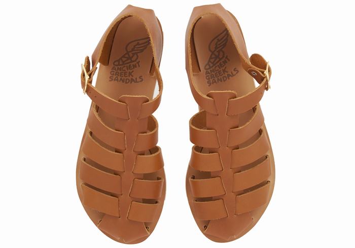 Ancient Greek Sandals Homeria Leather Vissers Sandalen Dames Donkerbruin | VCZ8720GO