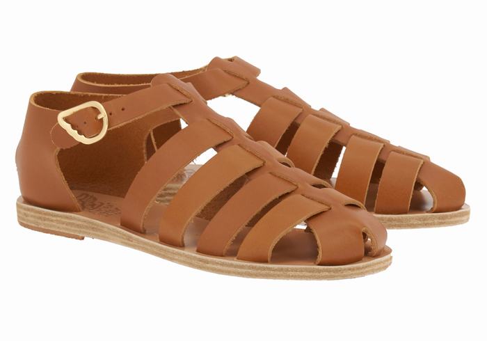 Ancient Greek Sandals Homeria Leather Vissers Sandalen Dames Donkerbruin | VCZ8720GO