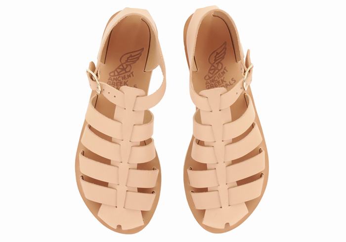 Ancient Greek Sandals Homeria Leather Vissers Sandalen Dames Beige | CPD9040JV