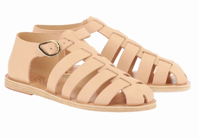 Ancient Greek Sandals Homeria Leather Vissers Sandalen Dames Beige | CPD9040JV