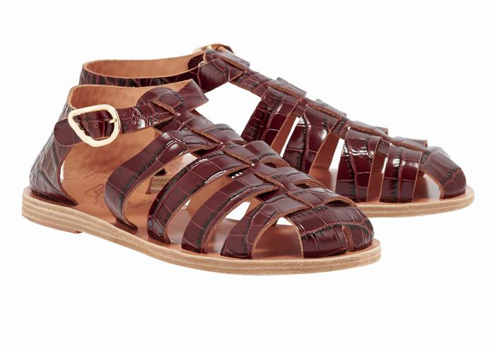 Ancient Greek Sandals Homeria Vissers Sandalen Dames Donkerrood Zwart | LID8286NF