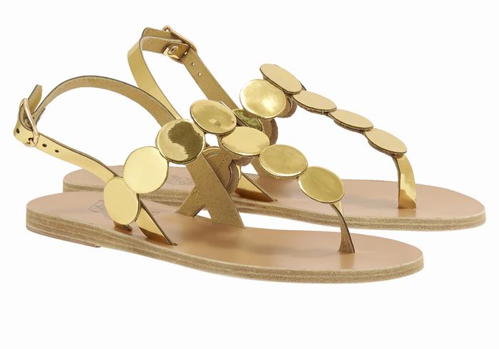 Ancient Greek Sandals Ilios Flip Flop Leather Achterband Sandalen Dames Goud | FEH1030EX