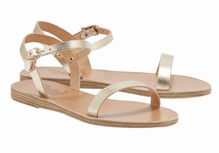 Ancient Greek Sandals Irida Leather Achterband Sandalen Dames Goud Wit | KVZ28100CB