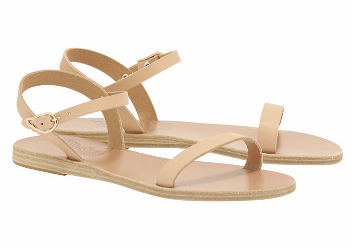 Ancient Greek Sandals Irida Leather Achterband Sandalen Dames Beige | NQB4019CK