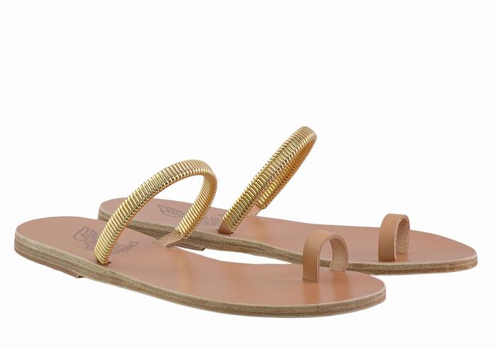 Ancient Greek Sandals Konaki Teenpaal Sandalen Dames Beige Goud | FAR1752EA