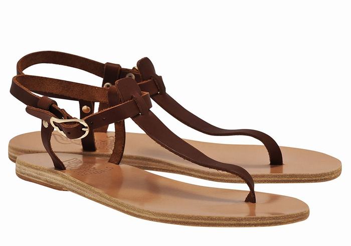 Ancient Greek Sandals Lito Flip Flop Leather Achterband Sandalen Dames Koffie | HJV585UZ