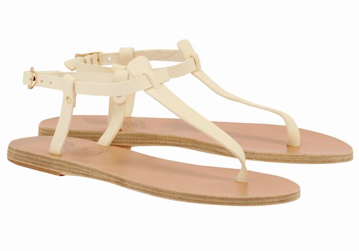 Ancient Greek Sandals Lito Flip Flop Leather Achterband Sandalen Dames Wit | AJF936IB