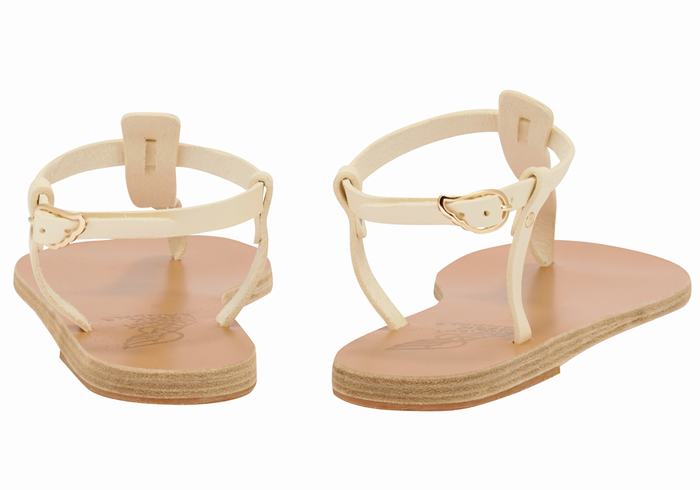 Ancient Greek Sandals Lito Flip Flop Leather Achterband Sandalen Dames Wit | AJF936IB