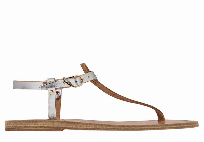 Ancient Greek Sandals Lito Flip Flop Leather Achterband Sandalen Dames Zilver | LQC1175JO