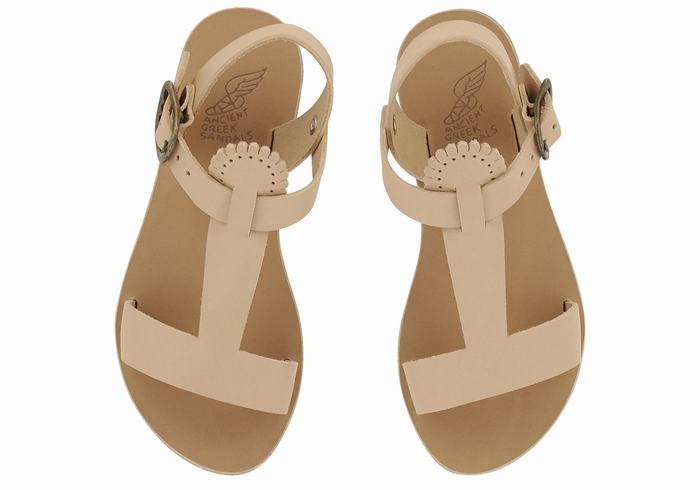 Ancient Greek Sandals Little Amber Soft Platte Sandalen Kinderen Beige | KWE5763DB