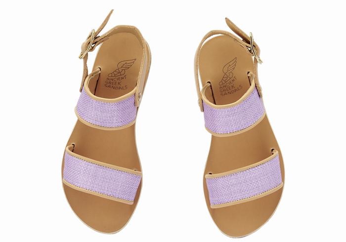 Ancient Greek Sandals Little Clio Rafia Soft Casual Sandalen Kinderen Paars Beige | LHA9131EI