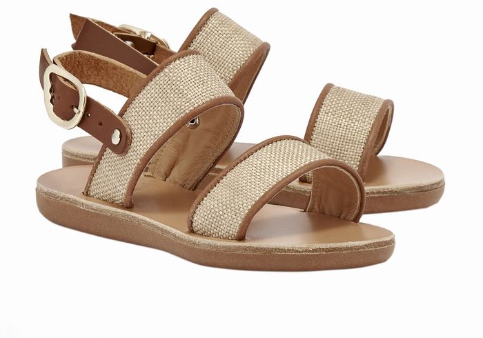 Ancient Greek Sandals Little Clio Rafia Soft Casual Sandalen Kinderen Beige Bruin | EUW8666ML