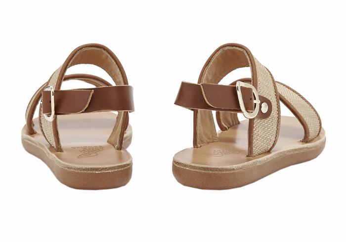 Ancient Greek Sandals Little Clio Rafia Soft Casual Sandalen Kinderen Beige Bruin | EUW8666ML