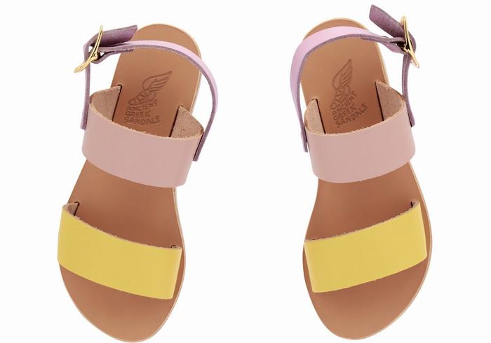 Ancient Greek Sandals Little Clio Soft Casual Sandalen Kinderen Geel Roze Paars | KUH7198PO