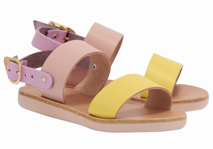 Ancient Greek Sandals Little Clio Soft Casual Sandalen Kinderen Geel Roze Paars | KUH7198PO