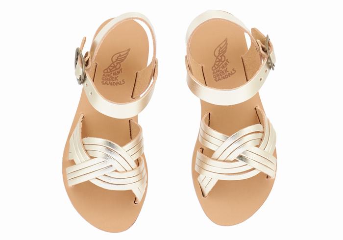 Ancient Greek Sandals Little Electra Soft Platte Sandalen Kinderen Goud Wit | MER9029NM