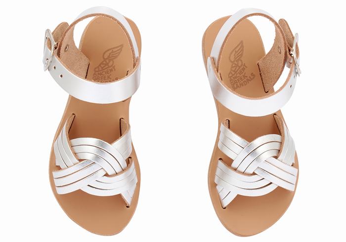 Ancient Greek Sandals Little Electra Soft Platte Sandalen Kinderen Zilver | LAV6630KN