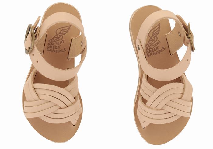 Ancient Greek Sandals Little Electra Soft Platte Sandalen Kinderen Beige | CQP7563VQ