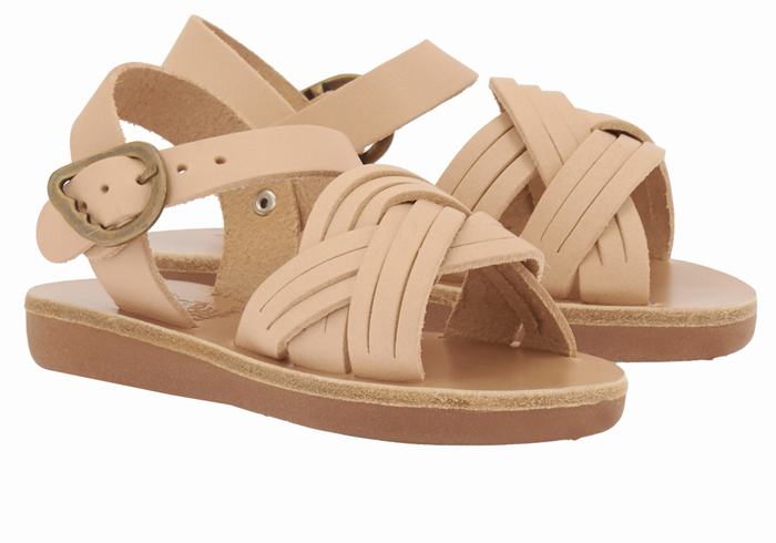 Ancient Greek Sandals Little Electra Soft Platte Sandalen Kinderen Beige | CQP7563VQ