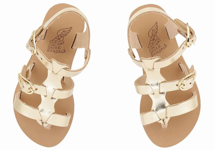 Ancient Greek Sandals Little Grace Kelly Soft Platte Sandalen Kinderen Goud Wit | YZI260UK