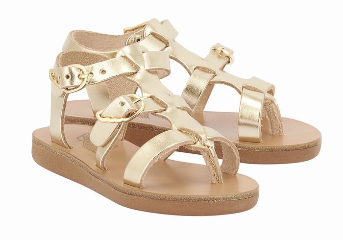 Ancient Greek Sandals Little Grace Kelly Soft Platte Sandalen Kinderen Goud Wit | YZI260UK