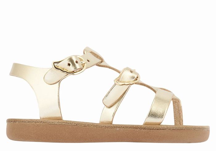 Ancient Greek Sandals Little Grace Kelly Soft Platte Sandalen Kinderen Goud Wit | YZI260UK