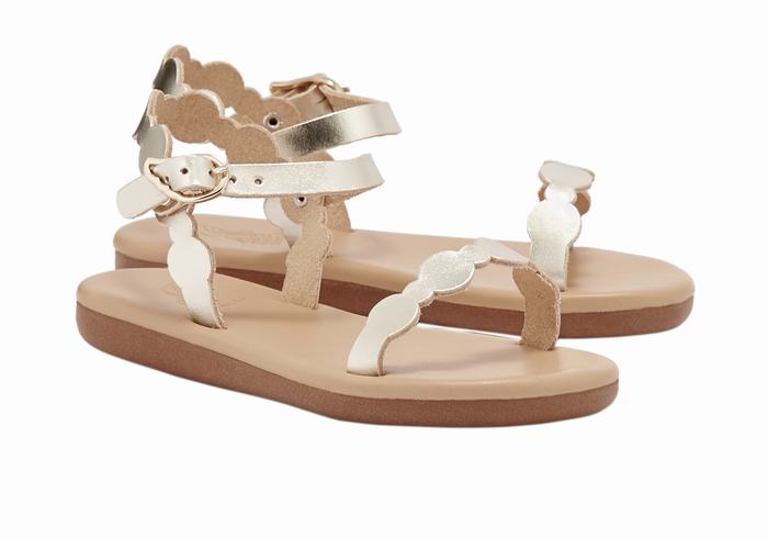 Ancient Greek Sandals Little Toxo Soft Platte Sandalen Kinderen Goud Wit | CTB277VY