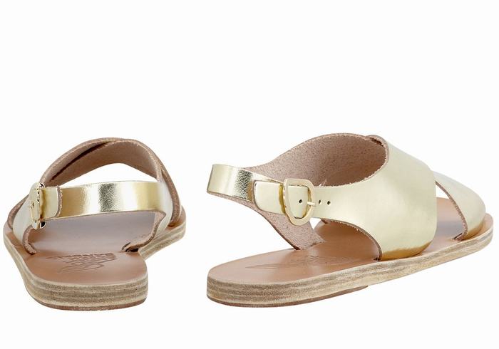 Ancient Greek Sandals Maria Leather Casual Sandalen Dames Goud Wit | ZWH2094ON