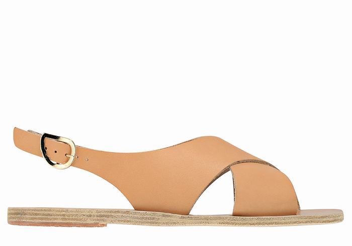 Ancient Greek Sandals Maria Leather Casual Sandalen Dames Beige | XGL3264VM