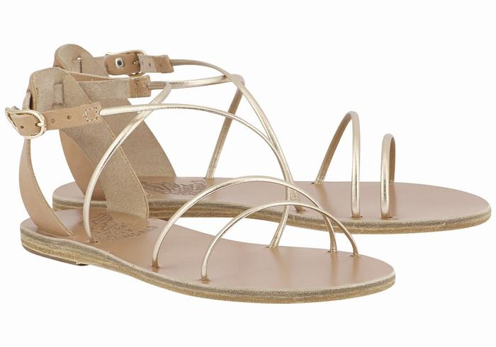 Ancient Greek Sandals Meloivia Sandalen Met Enkelbandje Dames Beige Goud Wit | JKI4735LJ