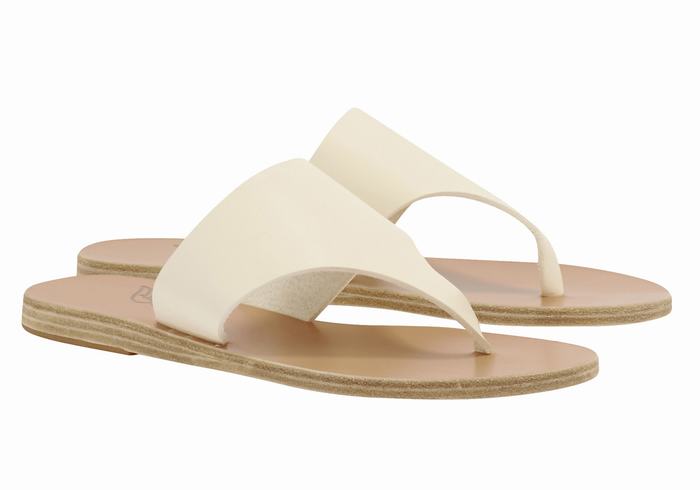 Ancient Greek Sandals Mera Leather Teenslippers Dames Wit | KQB8888SX