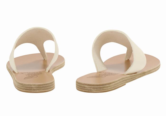 Ancient Greek Sandals Mera Leather Teenslippers Dames Wit | KQB8888SX