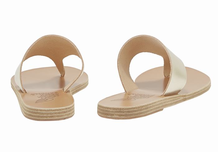 Ancient Greek Sandals Mera Leather Teenslippers Dames Goud Wit | XPZ8331GF