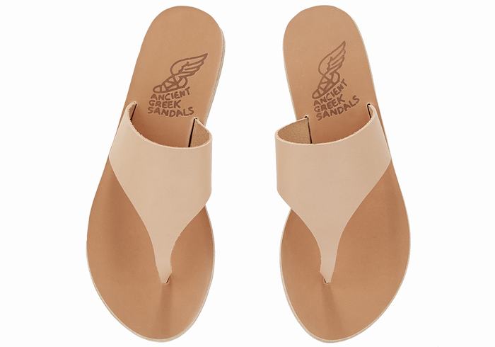 Ancient Greek Sandals Mera Leather Teenslippers Dames Beige | PFP2931YQ