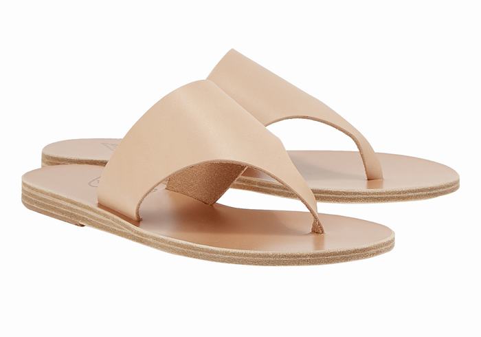 Ancient Greek Sandals Mera Leather Teenslippers Dames Beige | PFP2931YQ