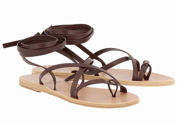 Ancient Greek Sandals Morfi Leather Gladiator Sandalen Dames Koffie | HZG1428ZS