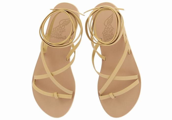 Ancient Greek Sandals Morfi Leather Gladiator Sandalen Dames Beige | DJL6626GG