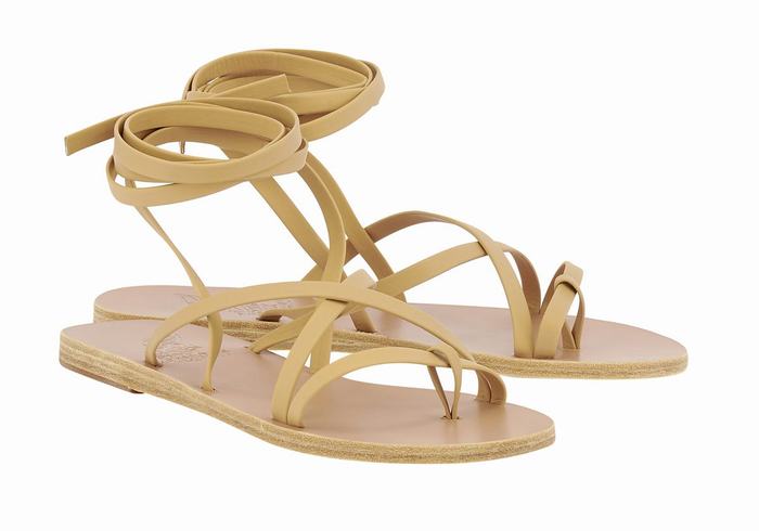 Ancient Greek Sandals Morfi Leather Gladiator Sandalen Dames Beige | DJL6626GG