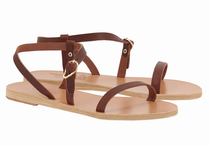 Ancient Greek Sandals Niove Leather Achterband Sandalen Dames Koffie | ANN7673DQ