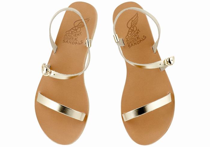 Ancient Greek Sandals Niove Leather Achterband Sandalen Dames Goud Wit | KWE484VM