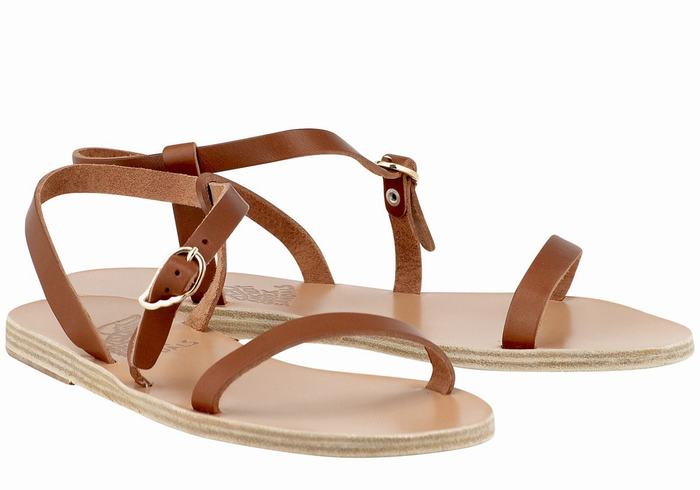 Ancient Greek Sandals Niove Leather Achterband Sandalen Dames Donkerbruin | KQX5125SJ