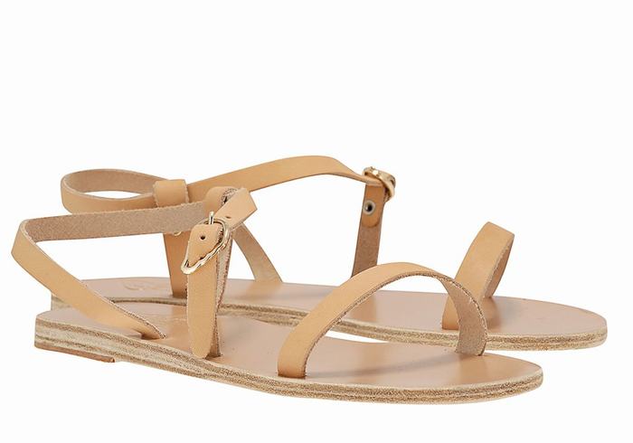 Ancient Greek Sandals Niove Leather Achterband Sandalen Dames Beige | SPH1592LO